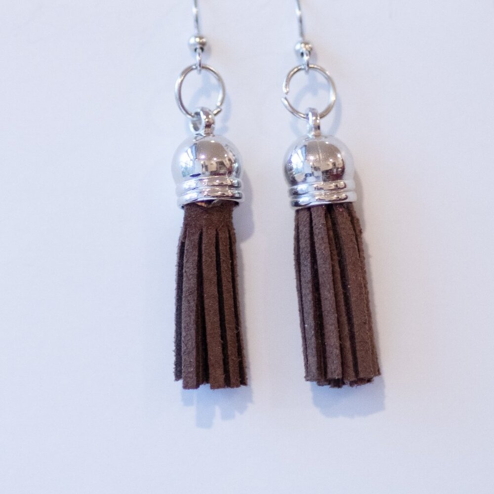 Brown Suede Tassel Earrings